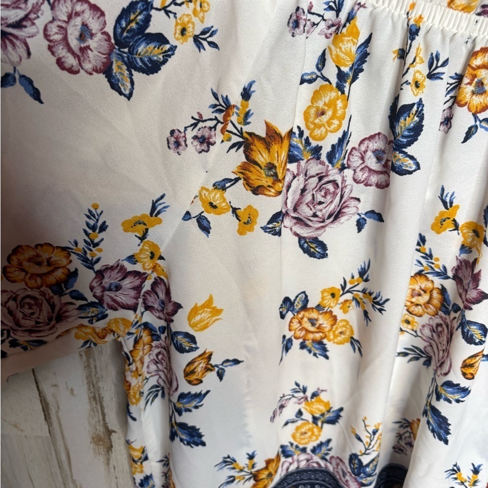 SIGNATURE STUDIO 2X Blue Tunic Top 3/4 Sleeve Length Boho Floral print - Picture 12 of 13